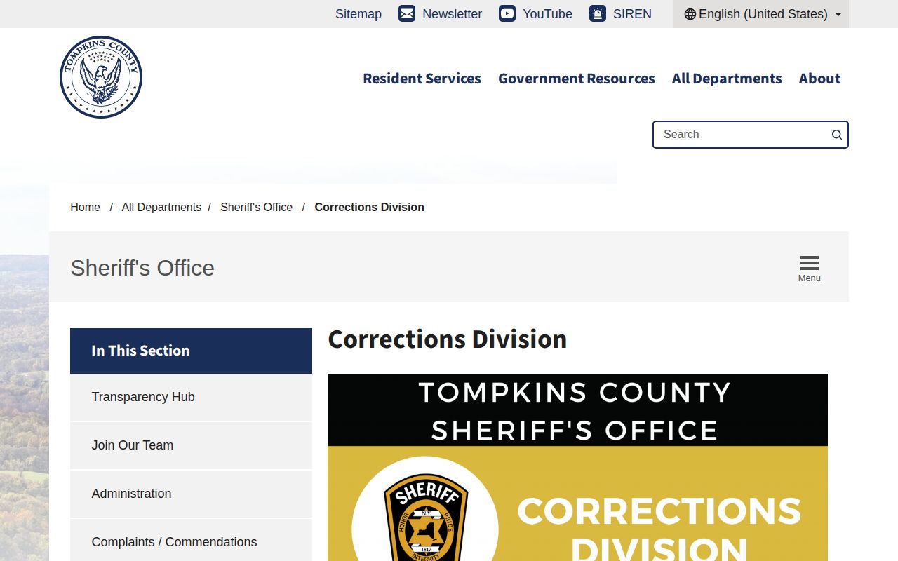 Tompkins County Corrections Division booking record source